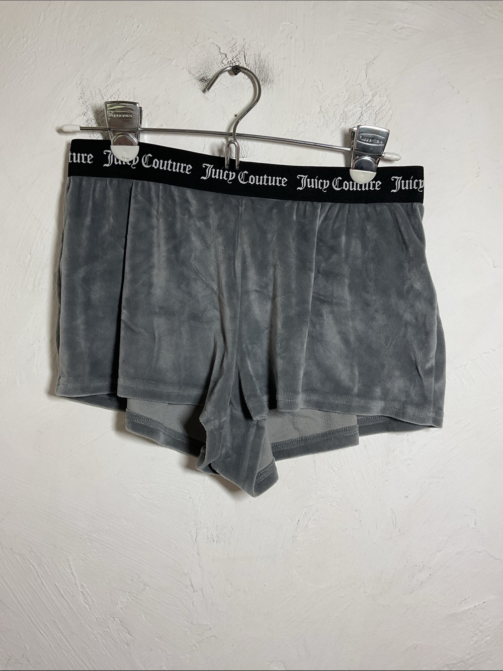 Juicy Couture Grey Velour Studded Logo Lounge Shorts Size S Y2K